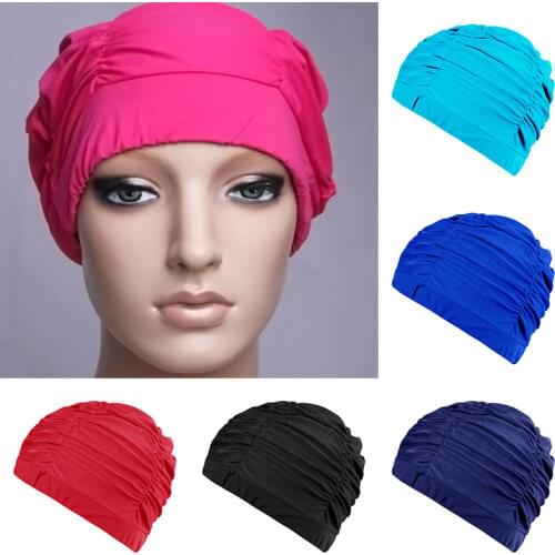 New Women Swimming Cap Girl Long Hair Bathing Swimming Caps Hat Stretch Drape Swim Pool Seaside Water Sport Elastic Nylon Turban