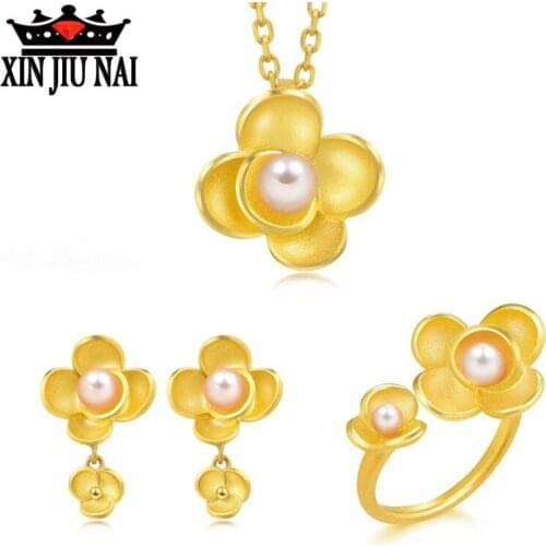 New arrival luxury personality retro classic camellia womens wedding celebration bracelet necklace earrings jewelry set wedding