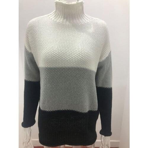 Womens autumn 2021 high-necked ingot pin pattern and solid color casual and comfortable series long-sleeved sweater