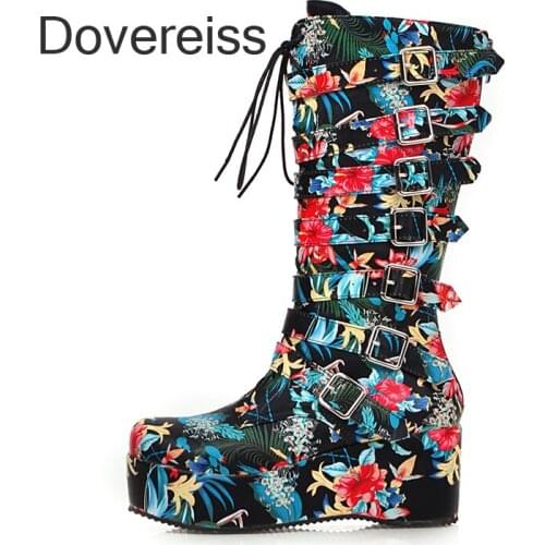 Winter For Woman New Fashion Consice Shoes Elegant Platform Cross Tied Half Boots Buckle Back Zipper Big size 33-46