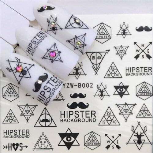 1 sheet DIY Nail Art Water Transfer Stickers Geometry Graph slider adhesive Watermark Decals Women Beauty Wedding Nails