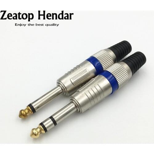 10Pcs 6.35mm 2 3 Pole Mono Stereo Audio Jack 6.5 Amplifier Microphone Plug 6.35 Sophomore Core Soldering DIY Connector