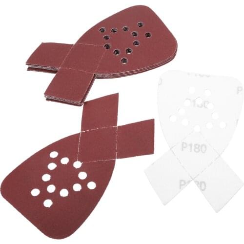 10pcs Sandpaper 12 hole 95*135*165 Dust Removal Triangle Sander Hook and Loop Grit Disc Polishing 40/60/80/120/150/180/240 grits