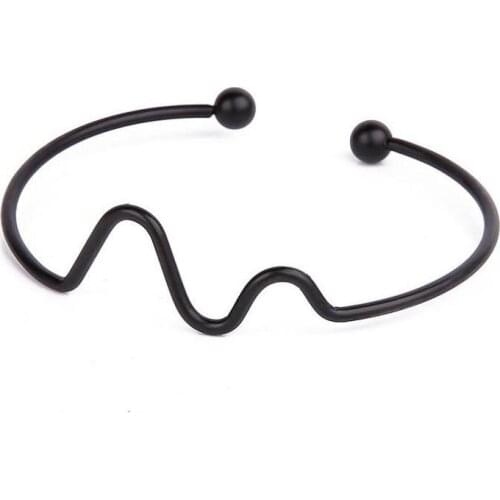 2017 Hot Minimalist Wave Open Metal Bangle&bracelet For Women Ladies Simple Fashion Black Bangle Accessories Bijoux