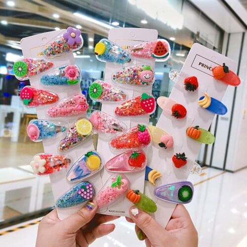 3-5pcs Cute Fruit Hairclip Princess Baby Girl Hairpin Kids Headwear Color Clip Headdress Hair Accessories Dropshipping