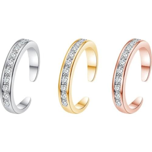 3PCS Toe Rings for Women Stainless Steel Adjustable Summer Beach Sexy Foot Ring With Diamonds Stackable Mens And Womens Ring