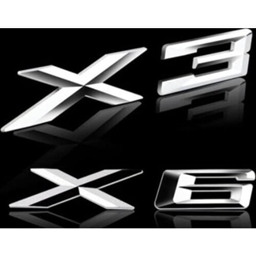 3D Chrome Logo Silver Tail Letter Plastic Emblem Badge Sticker Decoration for BMW X1 X3 X4 X5 X6 E83 F25 GT Accessories Styling