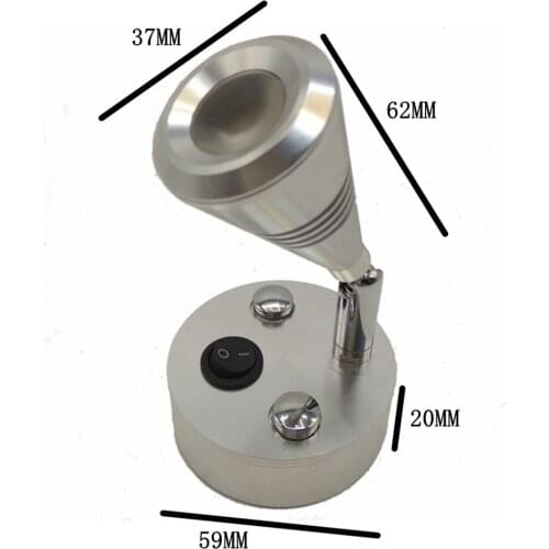 6000K 12V 3W LED Interior Spot Light Reading Lamp Caravan RV Truck Black