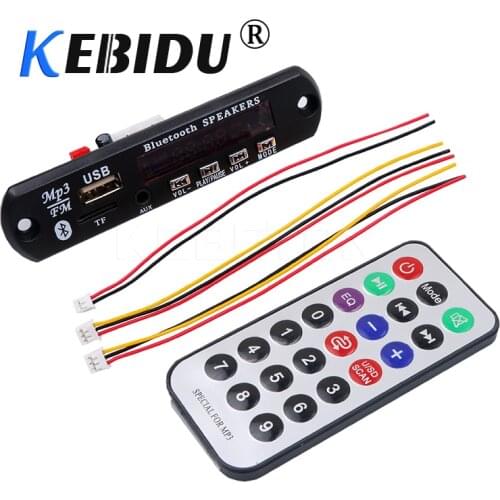 Kebidu Wireless Bluetooth 12V MP3 WMA Decoder Board Audio Module USB TF Radio For Car