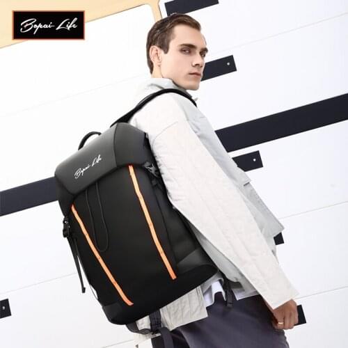 BOPAI LIFE Fashion Men Backpack USB Light 15.6 Inch Laptop Large Capacity Shoulder Bags Casual Outdoor Daypacks Travel Bagpack