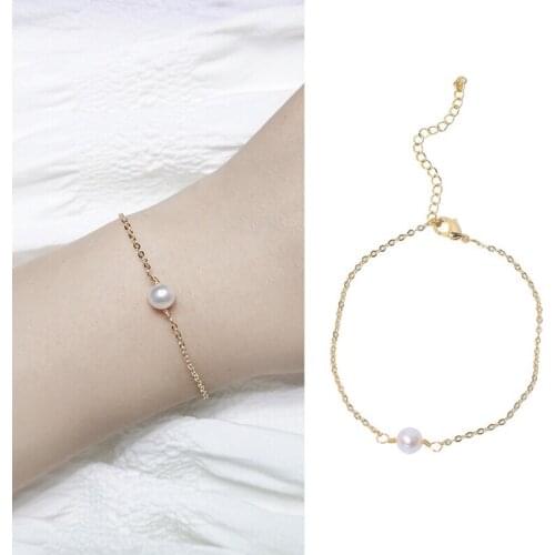 HOT CHEAP Gold Plated 6-7mm Pearl Size Real Freshwater Pearl Bracelet Jewelry Anniversary Party Wedding Gift 10pcs/lot