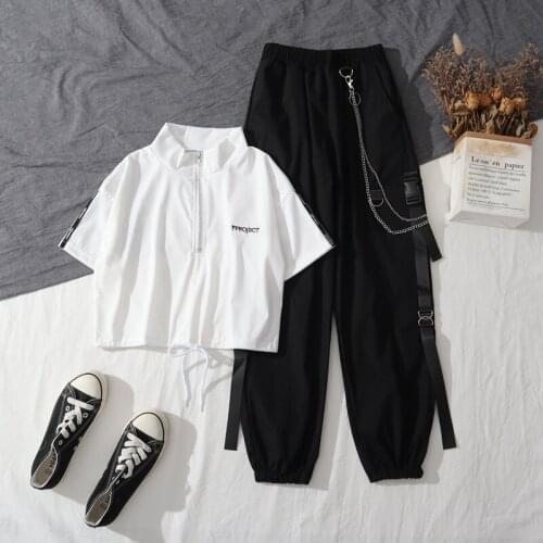 Summer Short Sleeved Cargo Pants Casual Outfit Women Gogo Dance Costumes Pole Dance Clothing Female Jazz Dance Clothes DN9258