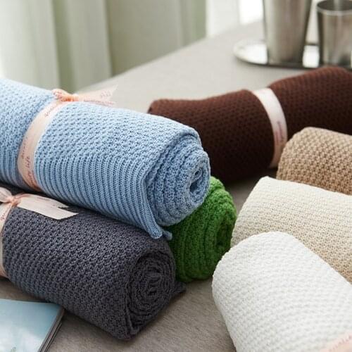 Baby Blankets Knitted Newborn Swaddle Wrap Blanket Sleep Sack For Stroller Bedding Covers Solid Infantil Bebes Quilts 85*135cm
