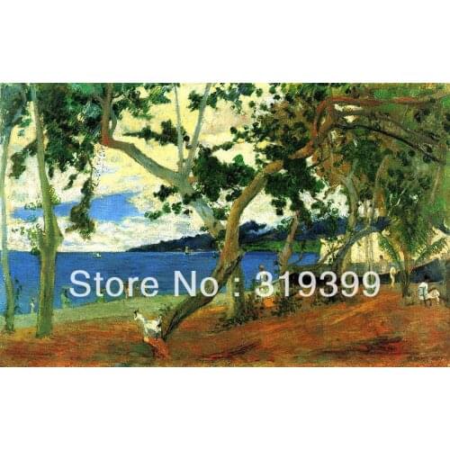 100% handmade paul gauguin Oil Painting Reproduction on Linen canvas,Bord de mer I,free DHL Shipping, landscape oil paintings
