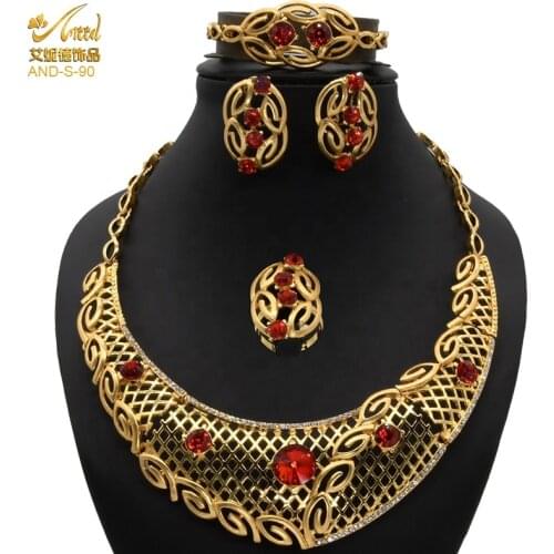 Ethiopian Gold Jewelery Set Dubai Jewelry Earrings For Women 2021 Wedding Bridal Indian Hawaiian Necklace Bride Ring Bracelet
