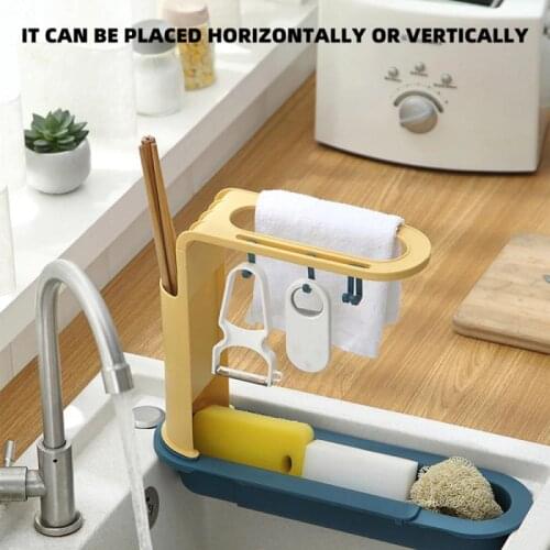 Kitchen Storage Drainer Rack Telescopic Sink Storage Basket Bag Faucet Holder Adjustable Bathroom Holder Organizer Kitchen Tool