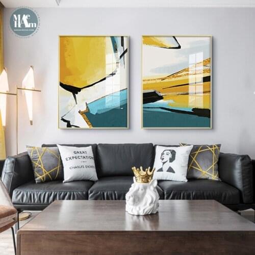 Nordic hand-painted block line wall art Canvas Painting Prints Abstract color Posters for Living Room Morden contracted Decor