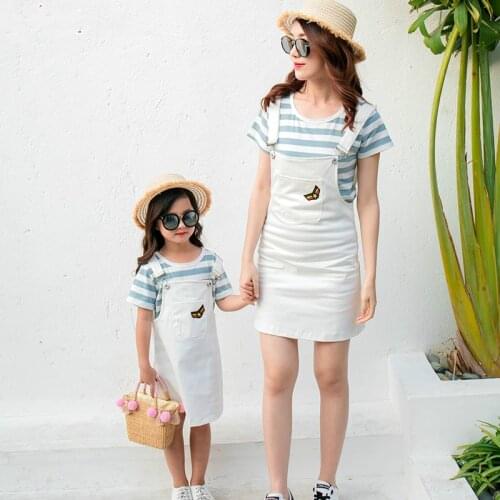 Mother Daughter Dresses Vestido Fashion Striped Dress Family Matching Outfits 2019 Fashion Mommy and Me Dress