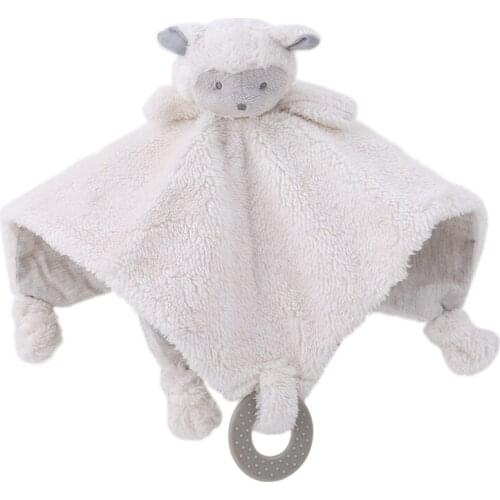 New Cute sheep toys Infant Reassure Towel newborn blanket baby appease towel educational sleeping plush rattle toy with teether