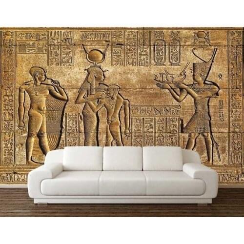 Custom 3D Photo Wallpaper Sticker Classic Egypt Pattern Wall Decal Vinyl Wall Stickers Wall Decorations Living Room Poster Mural
