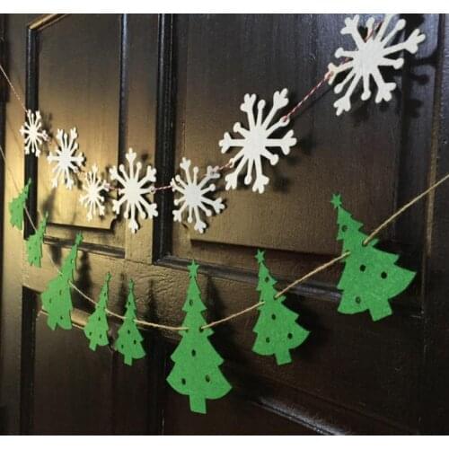 Party event festivel decoration Snowflake Christmas tree Felt flag Pendants Wall Flags Banner set Photography props