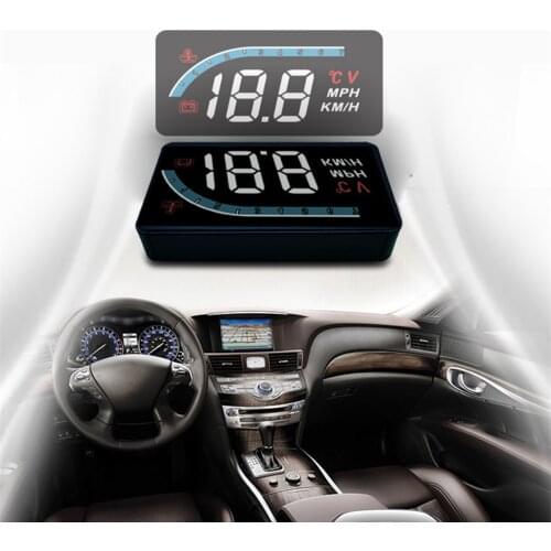 Car HUD Head Up Display Windshield Speed Projector Auto Overspeeding Water Temp Warning OBD Universal Head Up Display Black