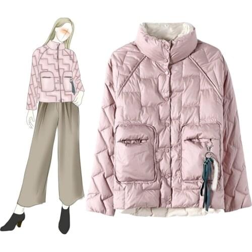 Womens 2020 Winter Pink Jacket Female Loose Short Down Jacket White Duck Feather Down Jacket Thick Warm Down Jacket Plus Size