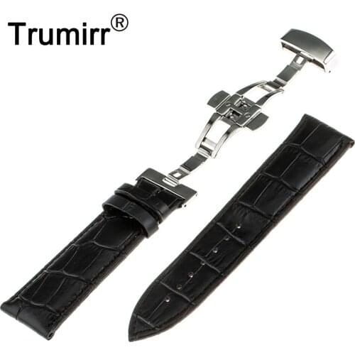 Genuine Leather Watch Band for Longines L2 L3 L4 Master Conquest Butterfly Buckle Strap Wrist Bracelet 16mm 18mm 20mm 22mm 24mm