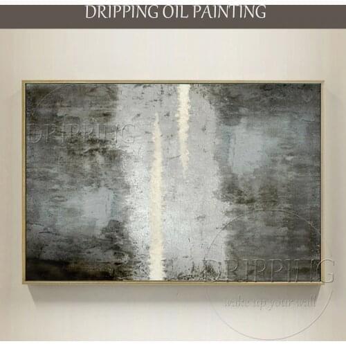 Artist Hand-painted High Quality Abstract Grey Oil Painting on Canvas Beautiful White and Grey Colors Oil Painting for Wall Art