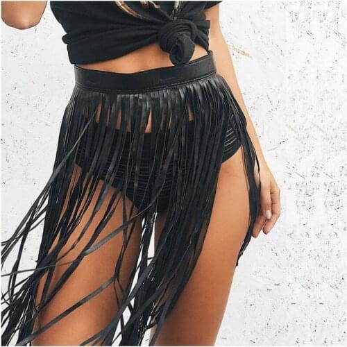 Sexy Mini Skirts Woman European Style Tassel Skirts Woman Punk Latin Stage Clothes