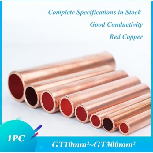 1PC GT Copper connecting pipe wire joint small copper tube Terminal Cable Lug Bootlace Ferrule Kit with heat shrink tube plier