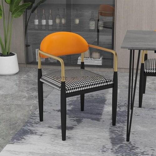 Nordic Light Luxury Houndstooth Backrest Desk Dining Chair Simple Manicure Makeup Stool Leisure Milk Tea Negotiation Tables and