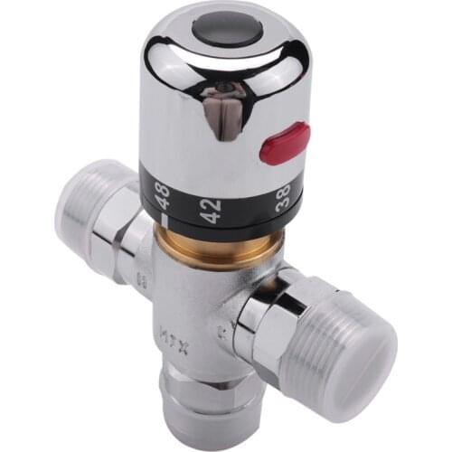 Solid Copper 3-Way Thermostatic Mixing Valve 3/4 Inch Solar Water Heater Valve Regulating Temperature Control Valve
