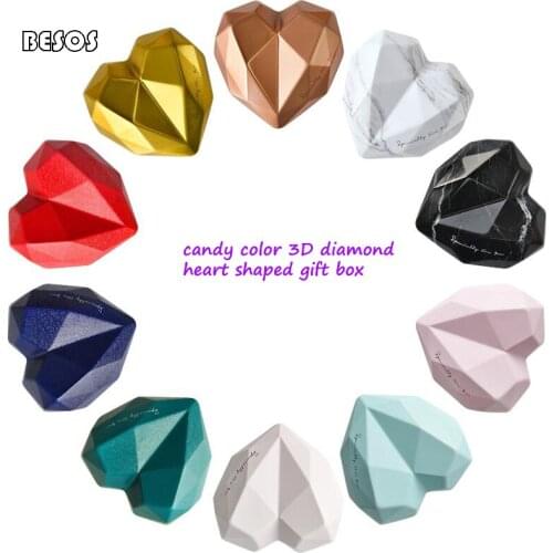 Highend 3d Gift Box Candy Colorful Glitter Diamond Heart Shape Wedding Party Candy Jewelry Iron package Decoration Iron Gift Box
