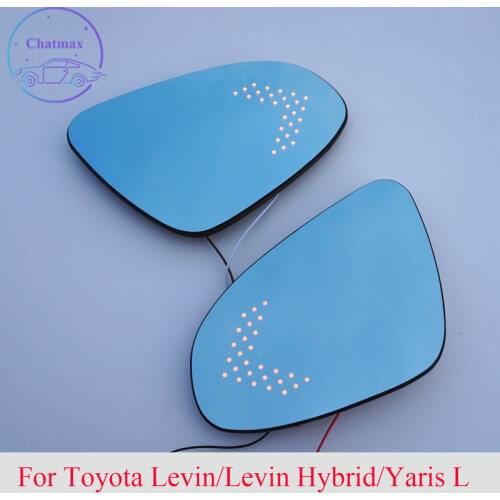 For Toyota Levin/Hybrid/Yaris L 2014-2019 Refit Car Side Rearview Mirror Glare Proof Blue Glasses With Heated Turn Signal LED