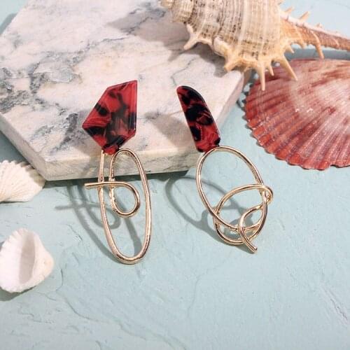 JUST FEEL Vintage Acrylic Statement Drop Earrings for Women 2019 Fashion Jewelry Korean Metal Geometric Hanging Dangle Earring
