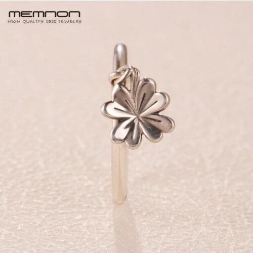 Memnon 925 Sterling Silver Engagement Wedding Original Ring Dangling Clover Rings for women silver 925 anillos fashion jewelry