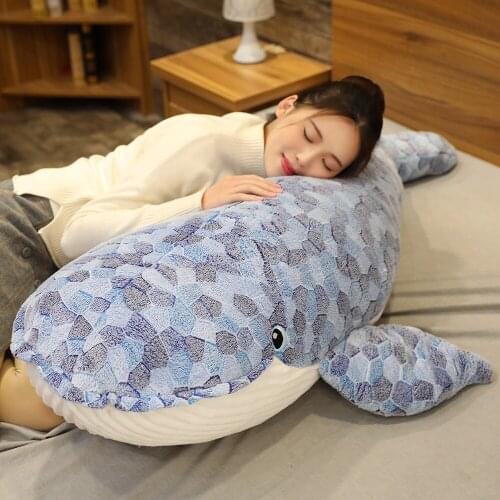 1pc 50-110CM New Arrival Cute Great Blue Whale Plush Toys Real Like Animal Fish Pillow Stuffed Soft Sleeping Cushion for Child