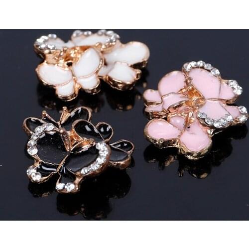 2016New 100Pcs Three-Butterfly Rhinestone Buttons for Wedding Decoration and DIY Hair Accessories ZJ84