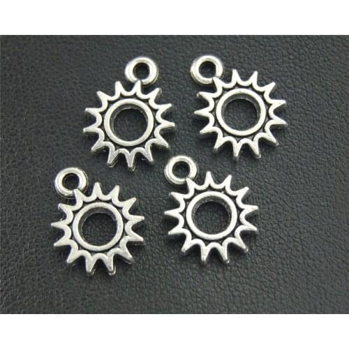 15pcs Silver Color Mini Round Sun Charm DIY Jewelry Findings Accessories 12x15mm A1879
