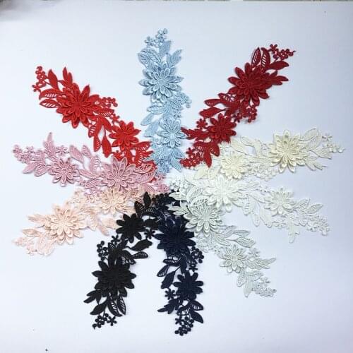 3D Embroidered Lace Flower Sticker 23.5*7.5cm For Dress Apparel Decor Accessories Clothing Patches DIY Crafts Patches On Clothes