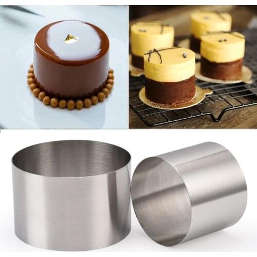 4pcs 60*60*50/80*80*50mm Stainless Steel Round Shape Mousse Ring Cake Mold Mousse Cake Ring Baking Cake Decorating Tools