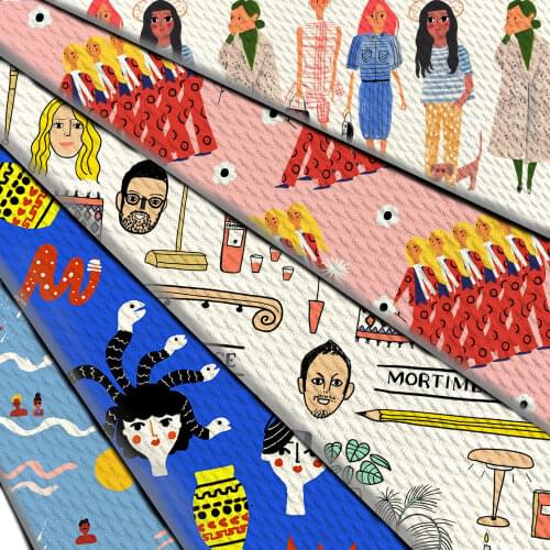 50*145cm Cartoon Fashion Girls Bubble Bullet Textured Mermaid Liverpool Fabric for Sewing Needlework DIY Cloth