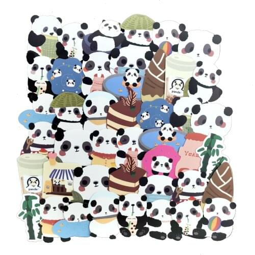 50Pcs panda Cute bamboo hand account cartoon 2021 Skateboard Laptop Luggage Fridge Phone Car Styling DIY Decal Sticker