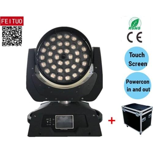 6pcs+Flight Case Lyre 36x18w Wash Led Moving Head Zoom Light RGBW UV 6in1 Zoom Moving Head Led Touch Screen DMX Wash Moving Head