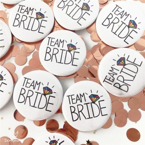 6Pcs Bride To Be Badge For Hen Party White Pink Gold Diamond Badge Wedding Decoration Bachelorette Party Decoration Badge ASD055