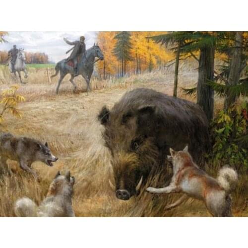 Diamond Painting Wild Boar Fight Animal Square Diamond Round Diamond Decoration Customizable Wall Art Decoration Frameless