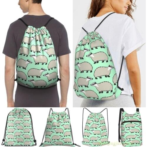 Men Outdoor Travel Drawstring Backpack Bags Cute European Badger - Repeat Pattern Women Sports Travel Bag Fitness Swimming Bag