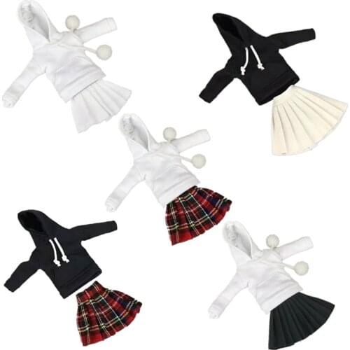 1/6 BJD Clothes Winter Coat Top Hoodies Pleated Skirts for Barbie Doll Clothes Set Outfits 11.5" Dolls Accessories Kids Toy