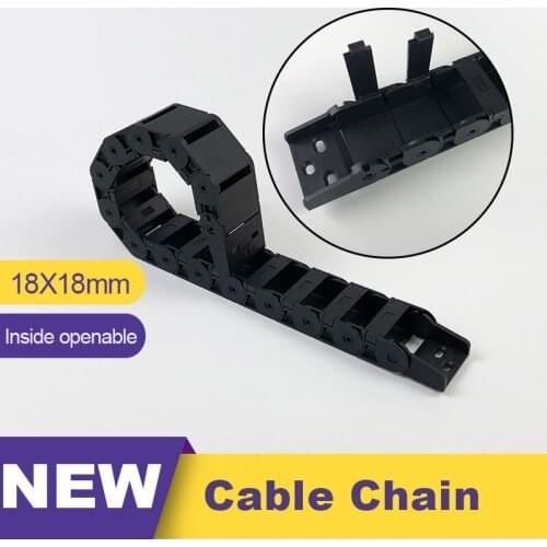18x18 Plastic Cable Drag Chains Wire Carrier With End Connectors Towline Transmission L 1 m 18*18 For Machine Tools